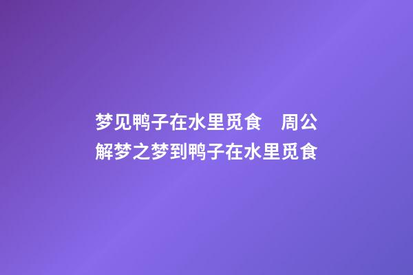 梦见鸭子在水里觅食　周公解梦之梦到鸭子在水里觅食
